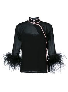 Prada блузка с отделкой перьями