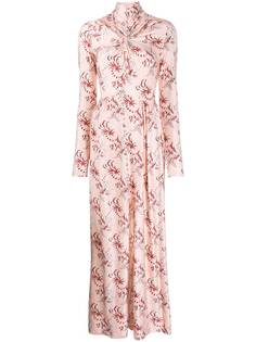 Paco Rabanne длинное платье с цветочным принтом