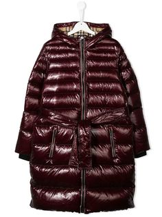 Burberry Kids пуховик с поясом