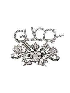 Gucci брошь со стразами Guccy