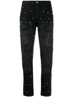 Philipp Plein декорированные джинсы бойфренды