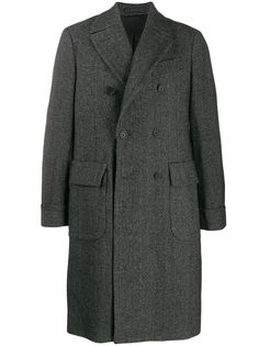 Delloglio пальто с узором в елочку Dell'oglio
