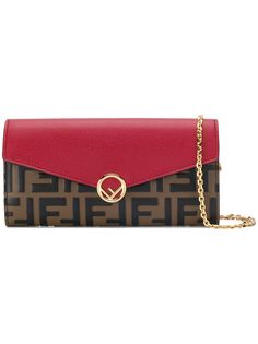 Fendi кошелек с тисненым логотипом на цепочке
