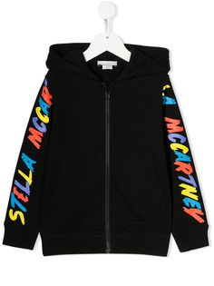 Stella McCartney Kids куртка на молнии с капюшоном и логотипом