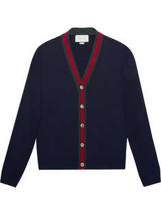 Gucci шерстяной кардиган с отделкой Web