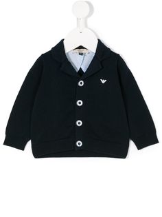 Emporio Armani Kids трикотажный пиджак с бляшкой с логотипом