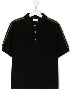 Fendi Kids TEEN logo trim polo shirt