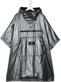 Stone Island Junior анорак с логотипом и эффектом металлик