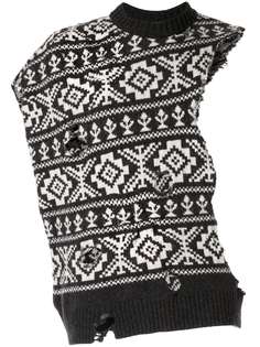 Cmmn Swdn Half Knit Vest Hand Distressed Fairisle