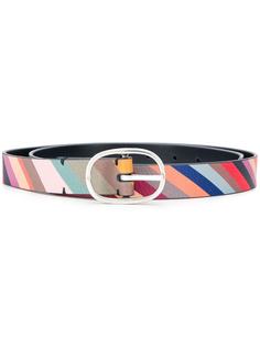 PAUL SMITH ремень в полоску с логотипом