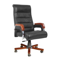 Кресло руководителя БЮРОКРАТ T-9909Walnut, на колесиках, искусственная кожа, черный [t-9909walnut/black]