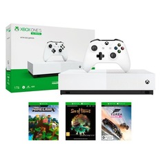 Игровая консоль MICROSOFT Xbox One S с 1 ТБ памяти, 3 играми: Minecraft, Sea of Thieves, Forza Horizon 3, All-Digital Edition, белый