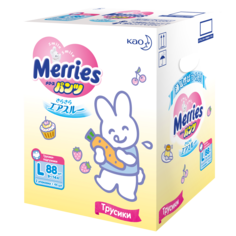 Подгузники-трусики Merries L (9-14 кг) 88 шт.