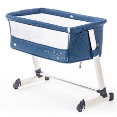 Кроватка приставная Nuovita Accanto, цвет: blue/scuro/lino