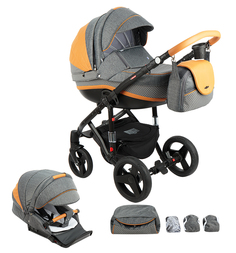 Коляска 2 в 1 Adamex Vicco, цвет: карамель/темно-серый