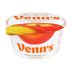 Йогурт Venns Греческий обезжиренный с персиком 0,1% 130г Venn`S
