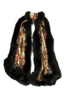 Кашемировый шарф с черным мехом Etro