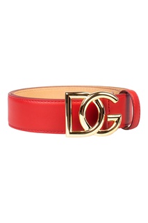 Ярко-алый ремень с пряжкой-логотипом Dolce & Gabbana