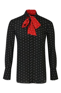 Черная шелковая блуза в горох Paul Smith