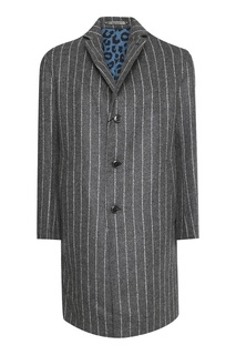 Серое шерстяное пальто в полоску Paul Smith