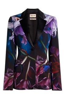 Приталенный пиджак с цветочными принтами Roberto Cavalli