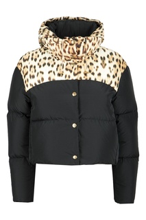 Черная куртка с леопардовым принтом Roberto Cavalli