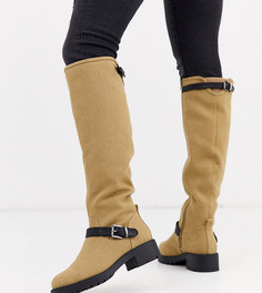 Байкерские сапоги до колен цвета хаки для широкой стопы ASOS DESIGN Broadcast