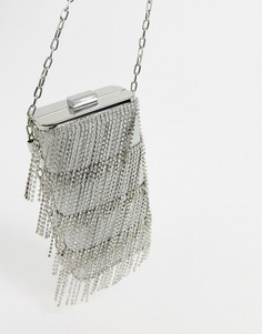 Серебристая сумка со стразами и цепочкой Forever New