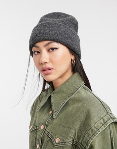 Серая шапка-бини в рубчик Monki