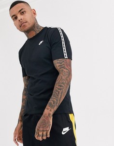 Черная футболка с отделкой лентой с логотипом Nike