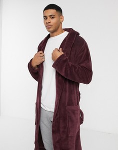 Бордовый флисовый халат New Look