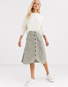 Льняная юбка миди на пуговицах Soaked In Luxury