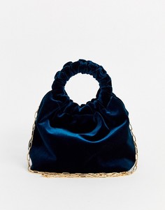 Сине-зеленая бархатная сумка Forever New