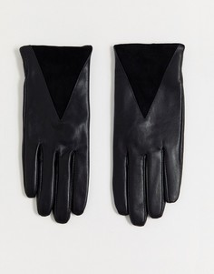Кожаные перчатки с треугольными замшевыми вставками Boardmans