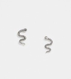 Серебряные серьги-гвоздики с дизайном "змея" Kingsley Ryan