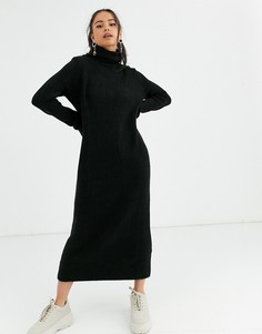 Черное платье-водолазка Bershka