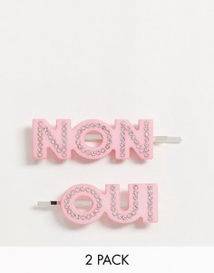 Розовые заколки для волос с дизайном "OUI/NON" Monki