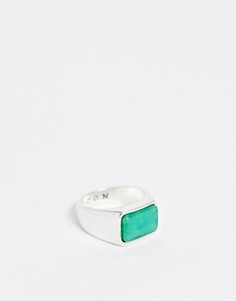 Кольцо-печатка с зеленым камнем Icon Brand
