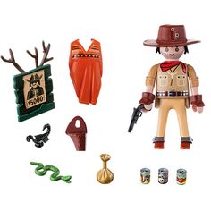 Конструктор PlayMobile Ковбой с постером "Разыскивается" (разноцветный)