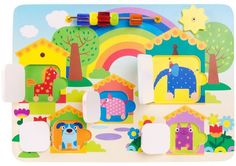 Развивающая игрушка Деревяшки Бизиборд "Кто где живет" (разноцветный)