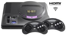 Портативная игровая консоль Sega Retro Genesis HD Ultra + 150 игр + 2 беспроводных джойстика + HDMI кабель (черный)