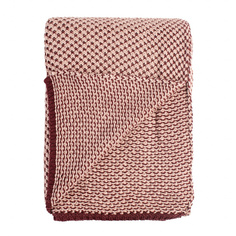 Плед Tkano вязаный двухцветный (бордовый)