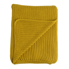 Плед Tkano вязаный (горчичный)