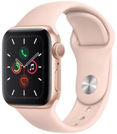 Умные часы Apple Watch Series 5, 44 мм, корпус из алюминия цвета «розовое золото», спортивный ремешок цвета «розовый песок»