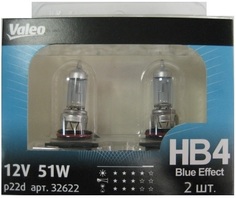 Лампа автомобильная Valeo HB4 12V- 51W (P22d) (белый свет-голуб.оттен.) Blue Effect 2шт
