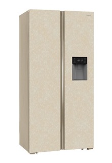 Холодильник HIBERG RFS-484DX NFYm (бежевый, мрамор)