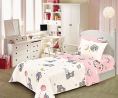 Комплект постельного белья KAZANOVA Мэни 1.5 спальный (белый, розовый)
