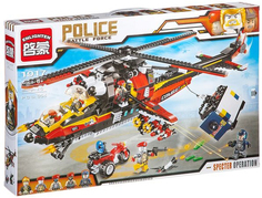 Конструктор Brick Police-Полицейский участок Боевой вертолет