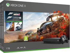 Игровая приставка Microsoft Xbox One X 1ТБ + игры Forza Horizon 4 и Forza 7 (черный)