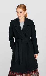 Пальто из сукна с поясом Stradivarius
